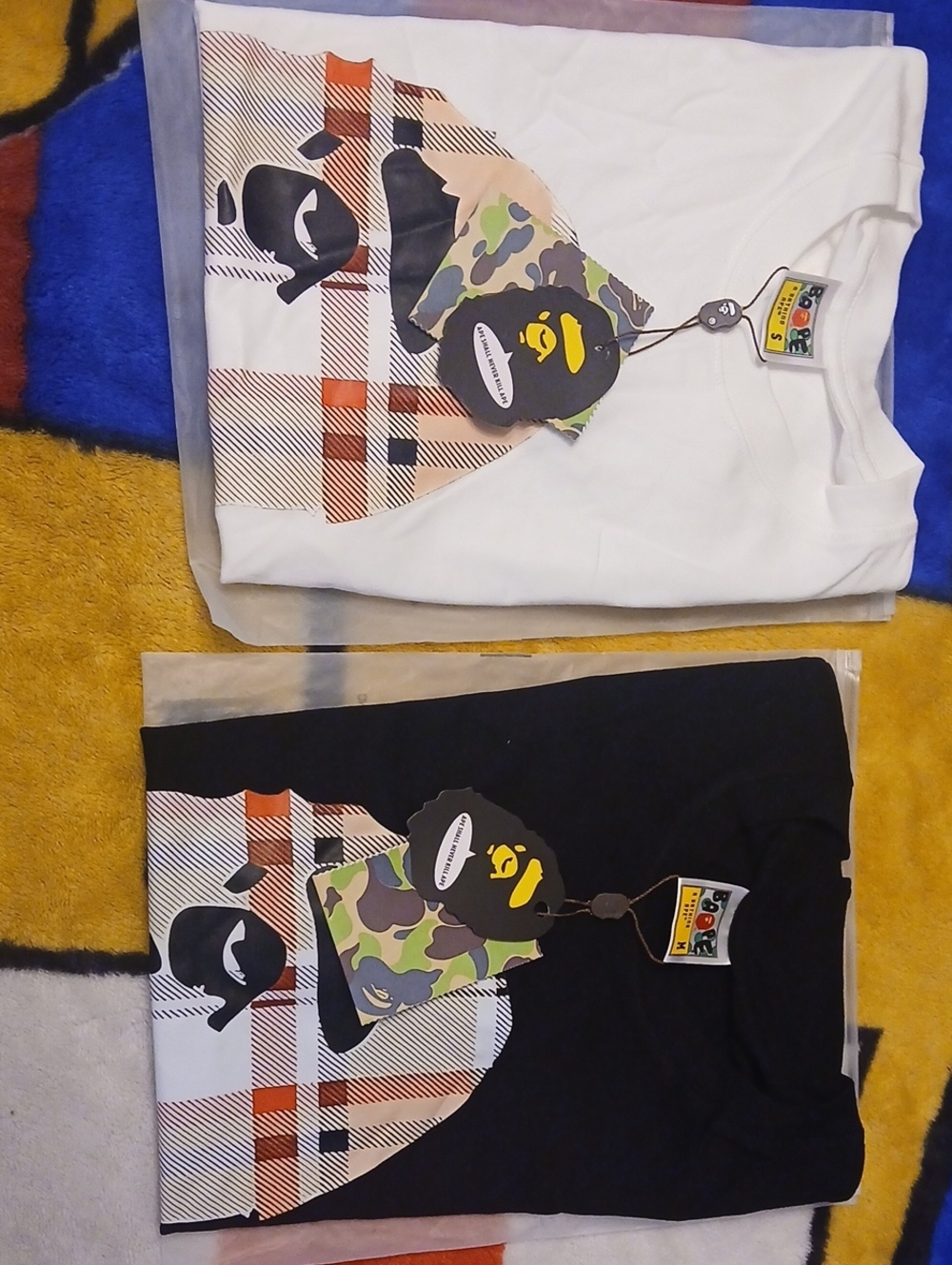 Kids Graphic Tee with Ape Head Logo - White / Black
